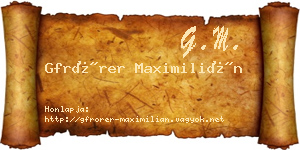 Gfrörer Maximilián névjegykártya